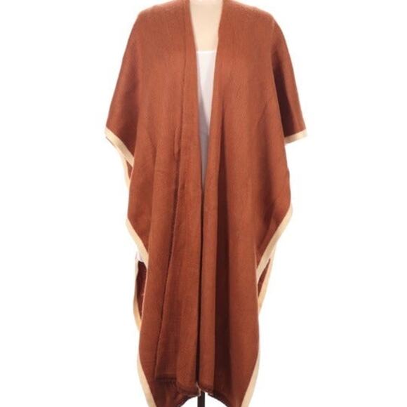 Do Everything in Love Women Jacket Free Size Open Front Midi Length Knit Brown - Picture 1 of 7